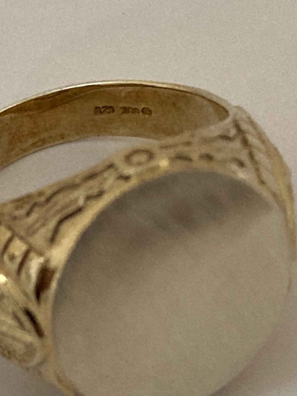 Men's Signet Ring Sie 12.25 Silver Accent Gold Plated - Picture 7 of 8